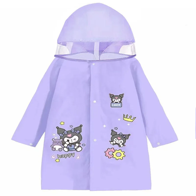 

Kawaii Kuromi Pochacco Sanrio Children Schoolbag Bit Mask Raincoat Girl Heart Cute Cartoon Poncho Storm Protection Thickening
