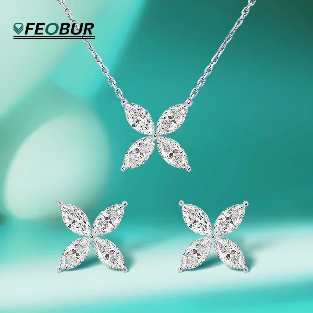3 6 карата Муассанит Бабочка Подвеска Ожерелья Комплект Ювелирных Изделий для