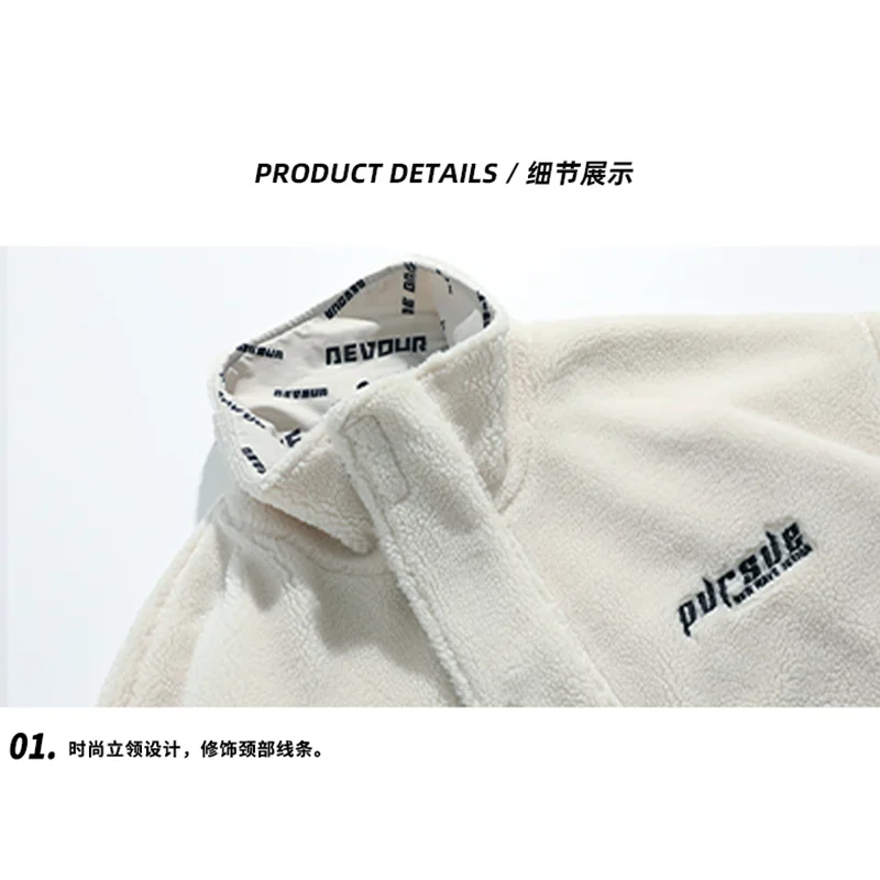 Streetwear Men New Black Stand Collar Keep Warm Reversible Clothing Cotton Clothes Comfortable Cashmere Outerwear Winter Female