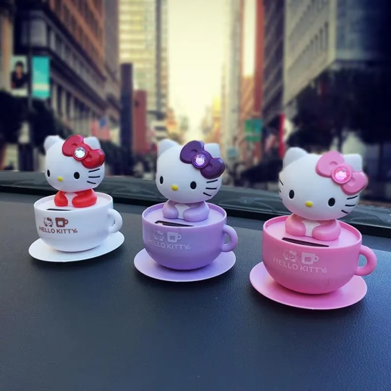 Sanrio Hello Kitty Sun Bobblehead Декор Центральной Консоли Автомобиля Аниме Стич Настольная