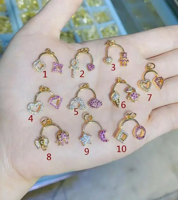 

1 шт. маленькая дуга кулон ювелирные изделия Сделай Сам Розовый cz кубический позолоченный фотоэлемент для ожерелья Сделай Сам fg45gs