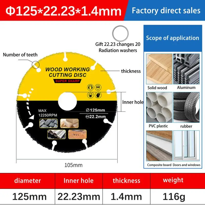 

1 шт. 105/110/115/125 мм пильный диск многофункциональный резак по дереву угловая шлифовальная машина для древесины твердосплавные пилы режущий диск для резки древесины