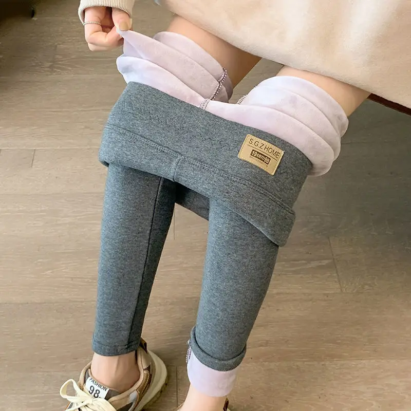 New Autumn Winter Solid Color Plush and Thicken Leggings Women High-quality Pure Cotton Fashion Keep Warm Cotton-padded Trousers