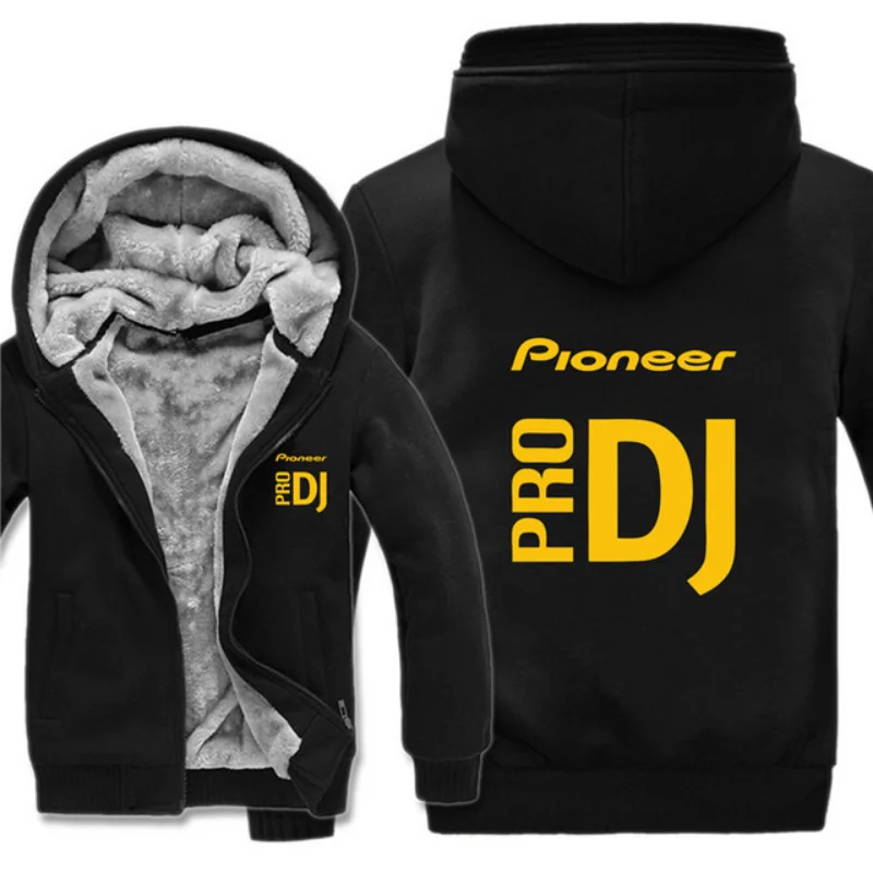 

New Winter Men’s Fashion Pioneer Pro DJ Logo Thicken Hoodie Jacket Casual Male Warm Fleeece Harajuku Hoody Coats