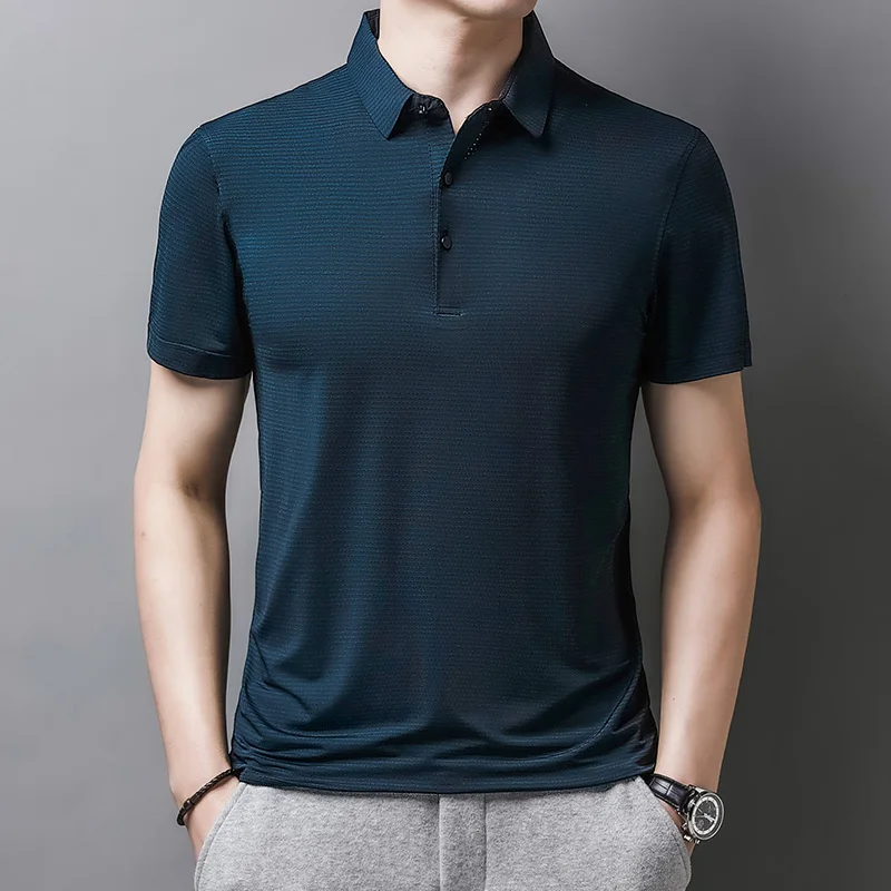 

Brand New Summer Sports T Shirt Men Solid Color Turn-Down Collar Short Sleeve Top Slim Fit Quick Dry Daily Men Clothing