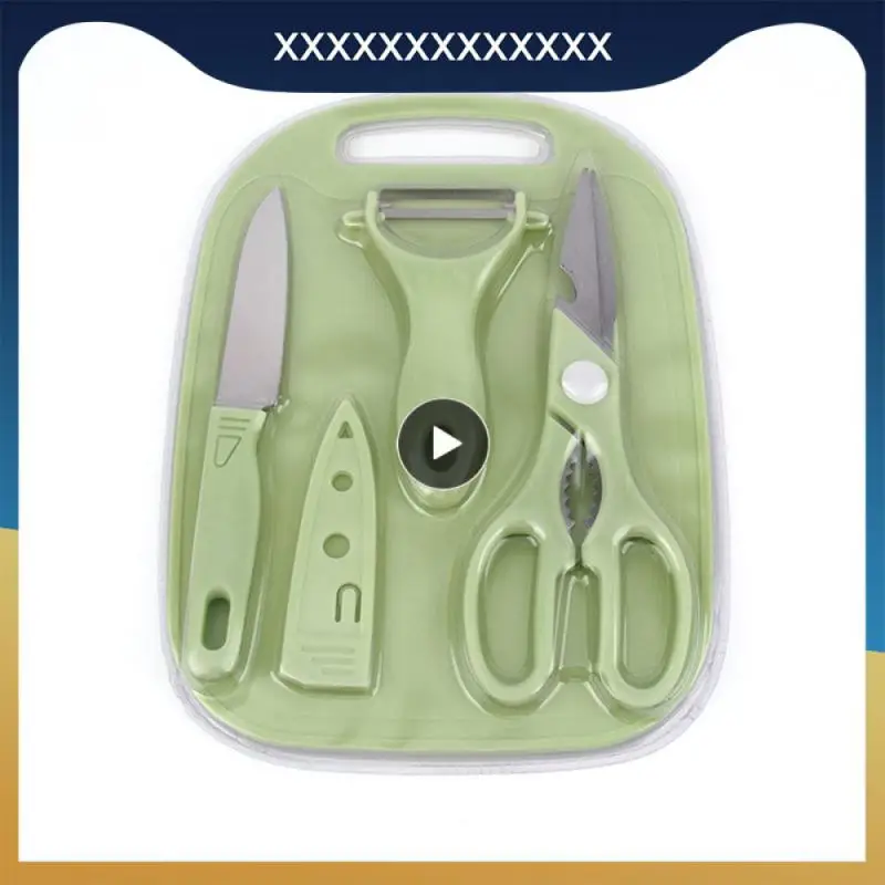 

Scissors Baby Food Supplementary Fruit Cutting Cutter Set Kitchen Four-piece Set Fruit Cutter Cutting Board Kitchen Utensils