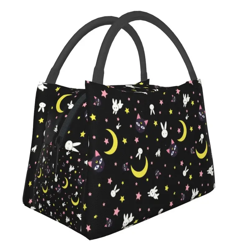 

Sailors Moon Pattern Insulated Lunch Bags for Women Luna Resuable Cooler Thermal Food Lunch Box Outdoor Camping Travel