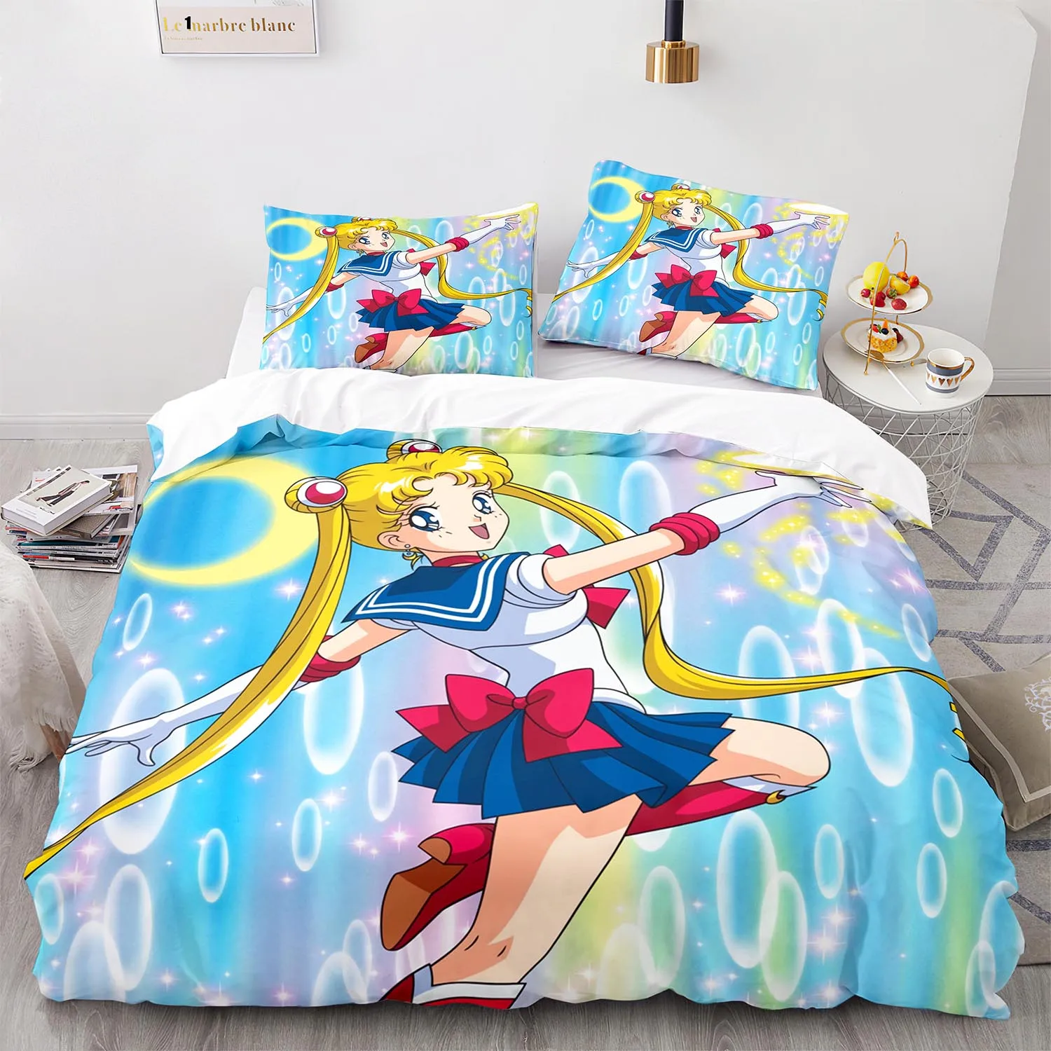 

Sailor Moon Girls Bedding Set Kids Quilt Cover Cartoon 3D Printed Children Bedroom Single Doule King Duvet Cover Set Bedclothes