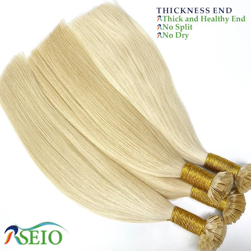 Высококачественные накладные волосы RSEIO с плоскими кончиками натуральные