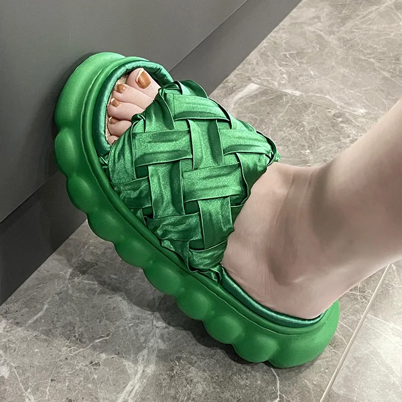 

2022 Linen Slippers Women Summer Wear Thick-soled Quiet Indoor Home Four Seasons Korean EVA Cool Slippers Summer Shoes