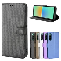 for sony xperia 10 iv luxury flip diamond pattern skin pu leather wallet cover for sony xperia 10 iv phone case with hand strap