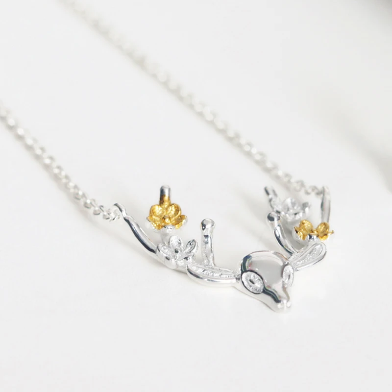 Лидер продаж ожерелье серебряного цвета цветок олень искусственное