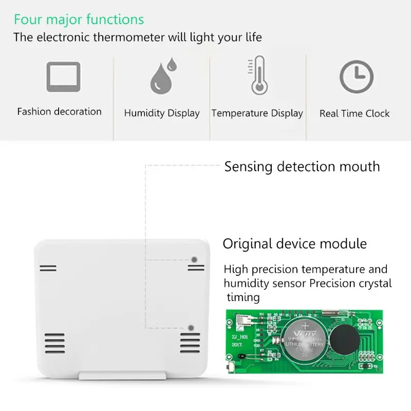 automatic electronic temperaturehumidity monitor clock 3 2 lcd digital screen free global shipping