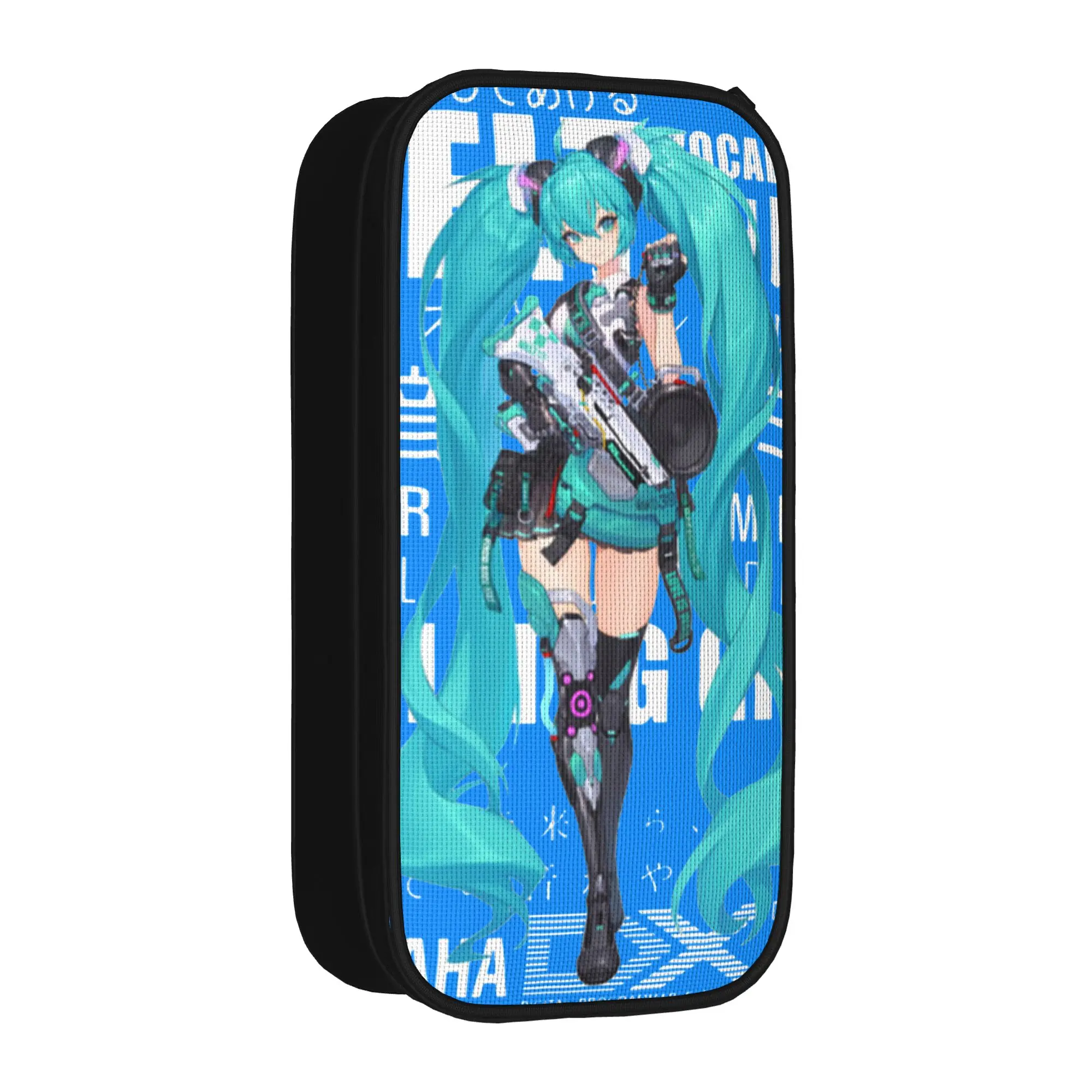 Фото Новые пеналы Hatsune Miku в стиле солдата, рок-эстетика, сексуальный аниме-дизайн, большая сумка для хранения, подарок для студентов, школьные принадлежности №1