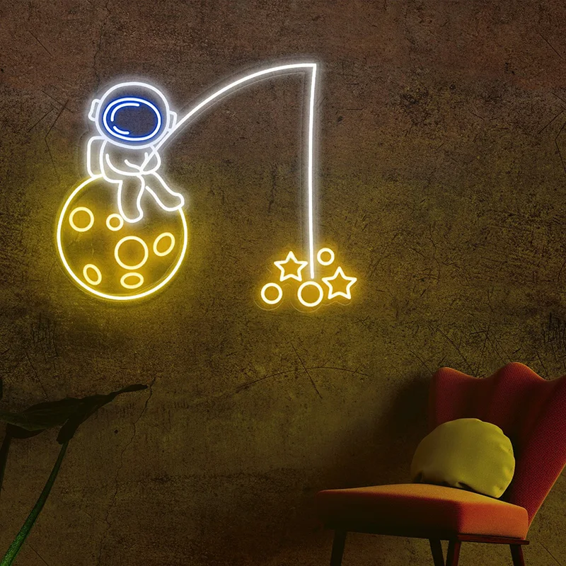 

Space Astronaut Neon Sign Customized Cute Anime Led Light Kawaii House Bedroom Wall Hanging Decor Night Neon Lights