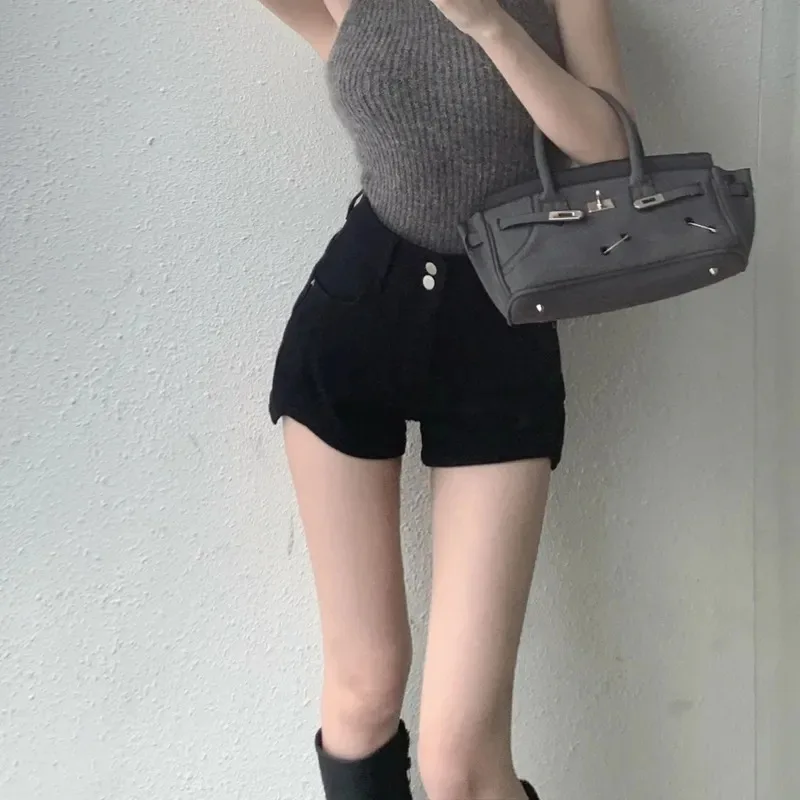 Straight Leg Denim Women Shorts Summer New Women Clothing  Fashion Sexy A-line High Waist Irregular Wide Leg Casual Booty Shorts