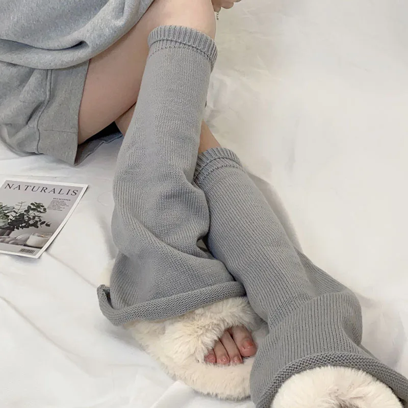 Luxury Socks Harajuku Leg Warmers Thigh High Flared Wide Leg Warmers Women Kawaii White Girl Knitted Cute Fashon Socks Leggings
