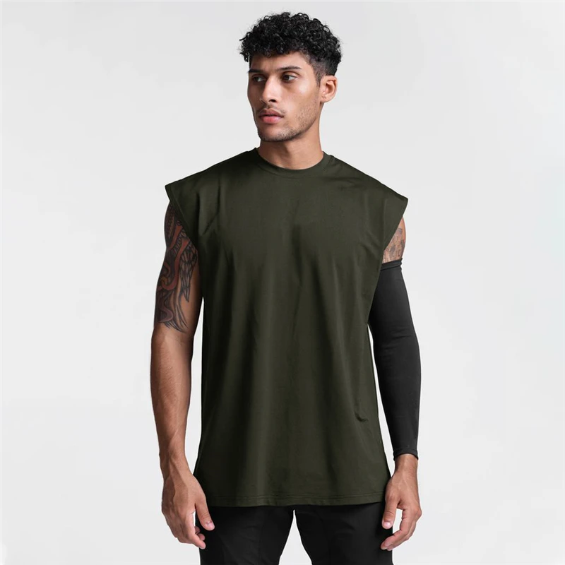 

Bodybuilding Gym Tank Tops Mens Loose Running Vest Muscle Sleeveles Shirt Man Summer Mesh O neck Singlets Fitness Tees Tops Male