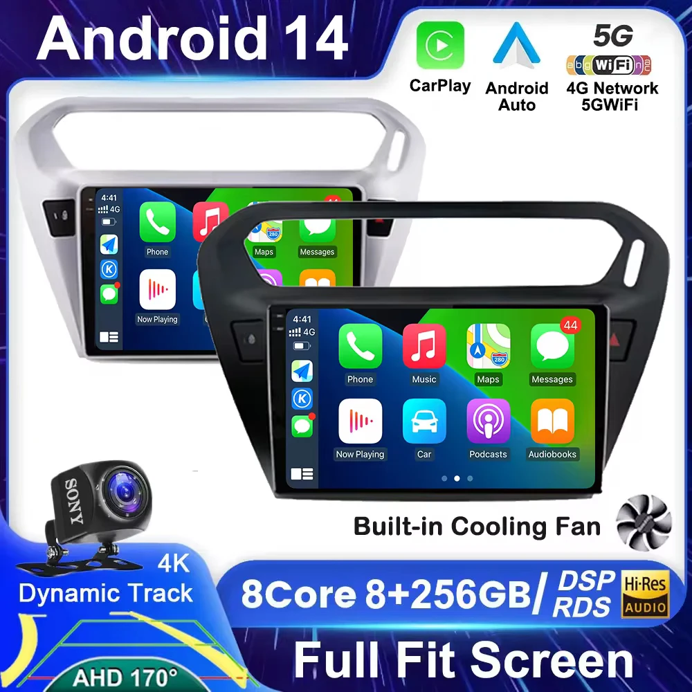 Android 14 автомобильное видео радио мультимедиа для Peugeot 301 Citroen Elysee 2013-2018 стерео