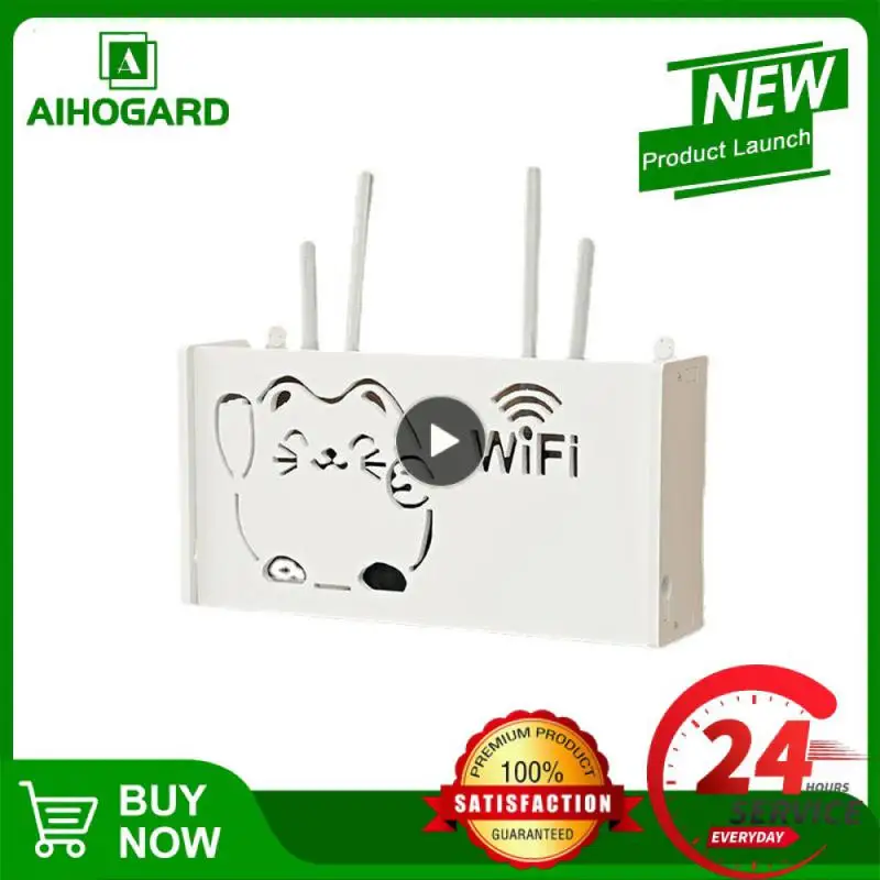 

Organizers Wifi Router Outlet Set Top Cable Wooden Case Cable Power Bracket Wireless Wall Mount Bracket Bins Shelf Storage Box