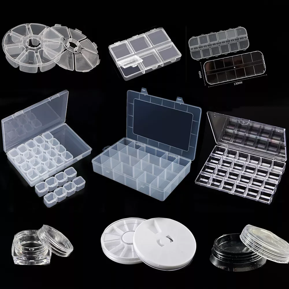 

Transparent Nail Art Empty Storage Case Box Nails Glitter Rhinestone Crystal Bead Display Accessories Plastic Container