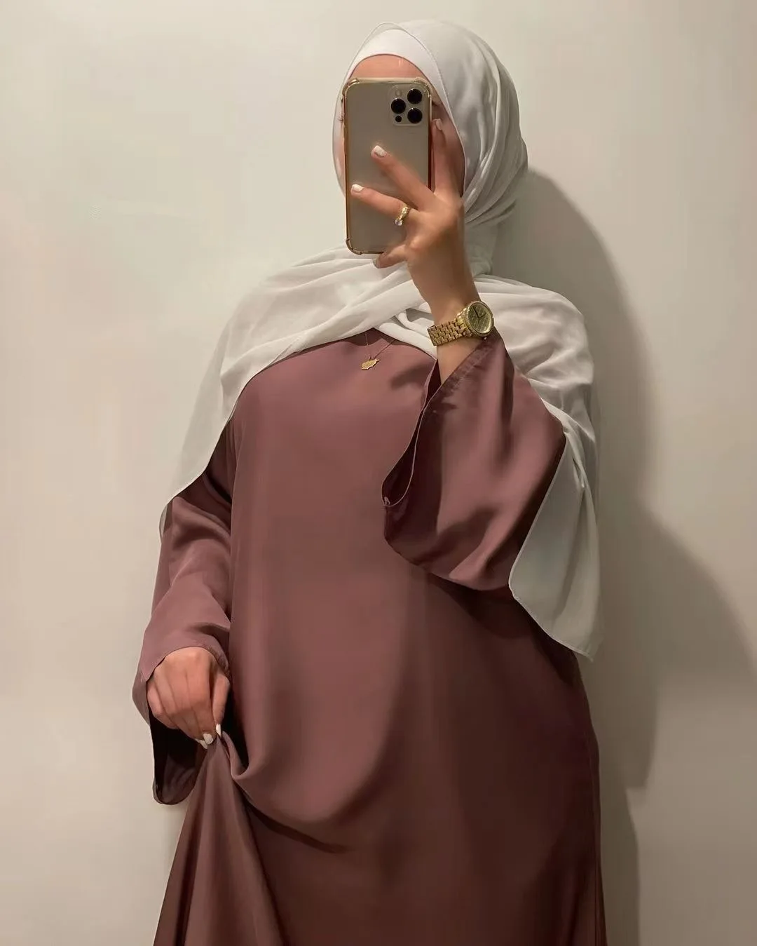 Satin Closed Abaya Dubai Muslim Hijab Dress Flare Sleeve Basic Abayas for Women Turkish Long Dresses Ramadan Eid Islamic Clothes