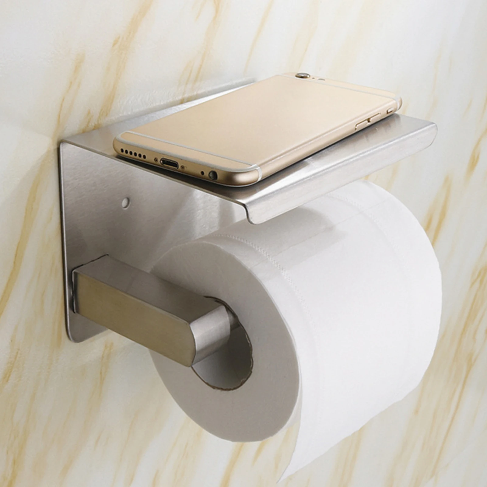 

No Drilling Paper Holder Self-Adhesive Paper Rack Rustproof Toilet Paper Dispense for Kitchen Bathroom Washroom
