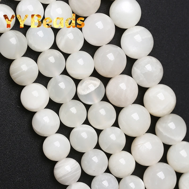 

3A Quality Natural White Moonstone Beads Round Loose Spacer Beads For Jewelry Making Bracelets Necklaces Accessories 15" 6-12mm