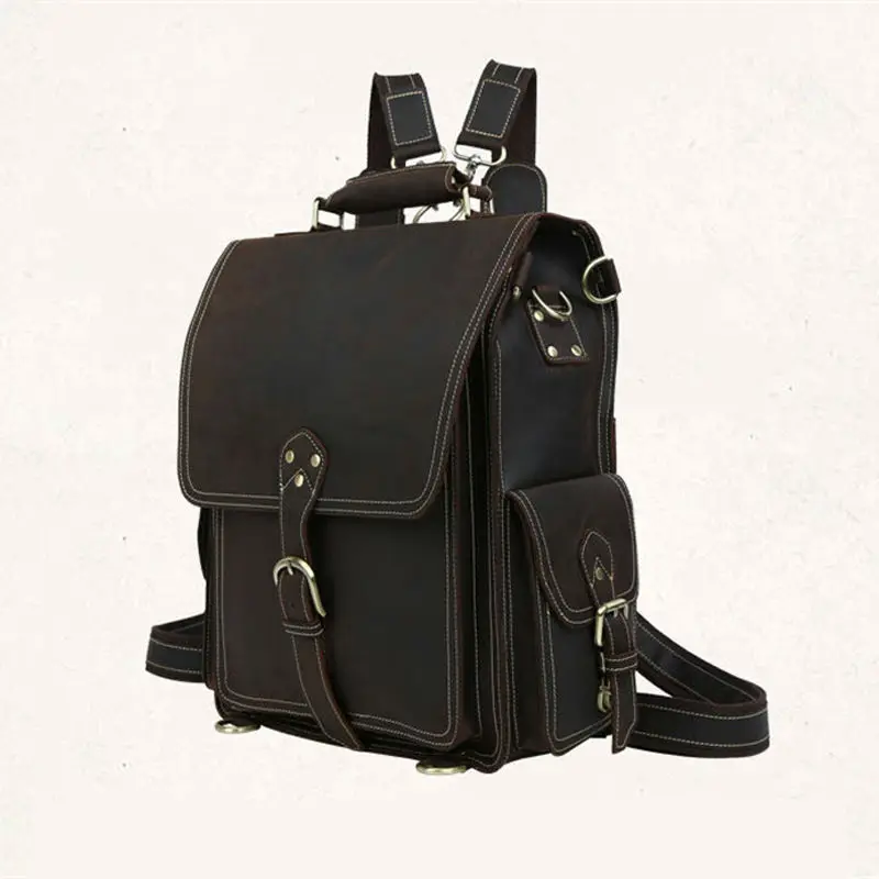 

Винтажный кожаный мужской рюкзак, дорожные сумки из кожи Крейзи Хорс, школьный портфель на плечо, сумка-тоут для книг