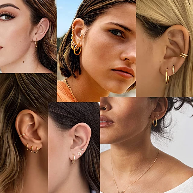14k Gold Hoop Earrings with Diamond Evil Eye - Zoe Lev Jewelry