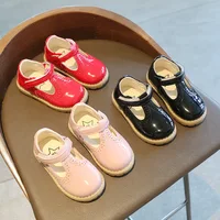Children T- Strap Patent Leather Princess Shoes Toddler Girls Mary Jane Shoes Fashion Baby Kids Student School Shoes Autumn 3-6Y