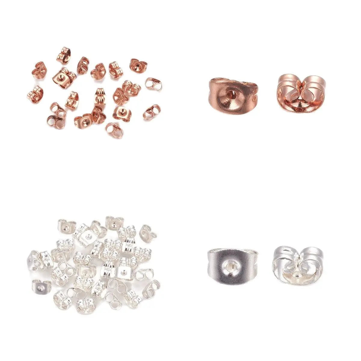 

Kissitty 50Pcs/Lot Silver Color Earring Nuts Stainless Steel Earrings Back Plug Earring Settings For Jewelry Findings Making