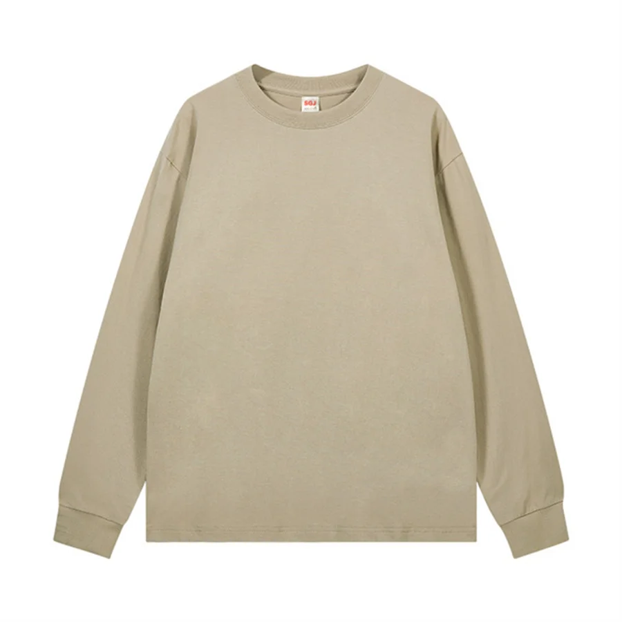 

Fashion brand pure cotton solid color long sleeve T-shirt men's autumn and winter new loose screw cuff undershirt men's clothing