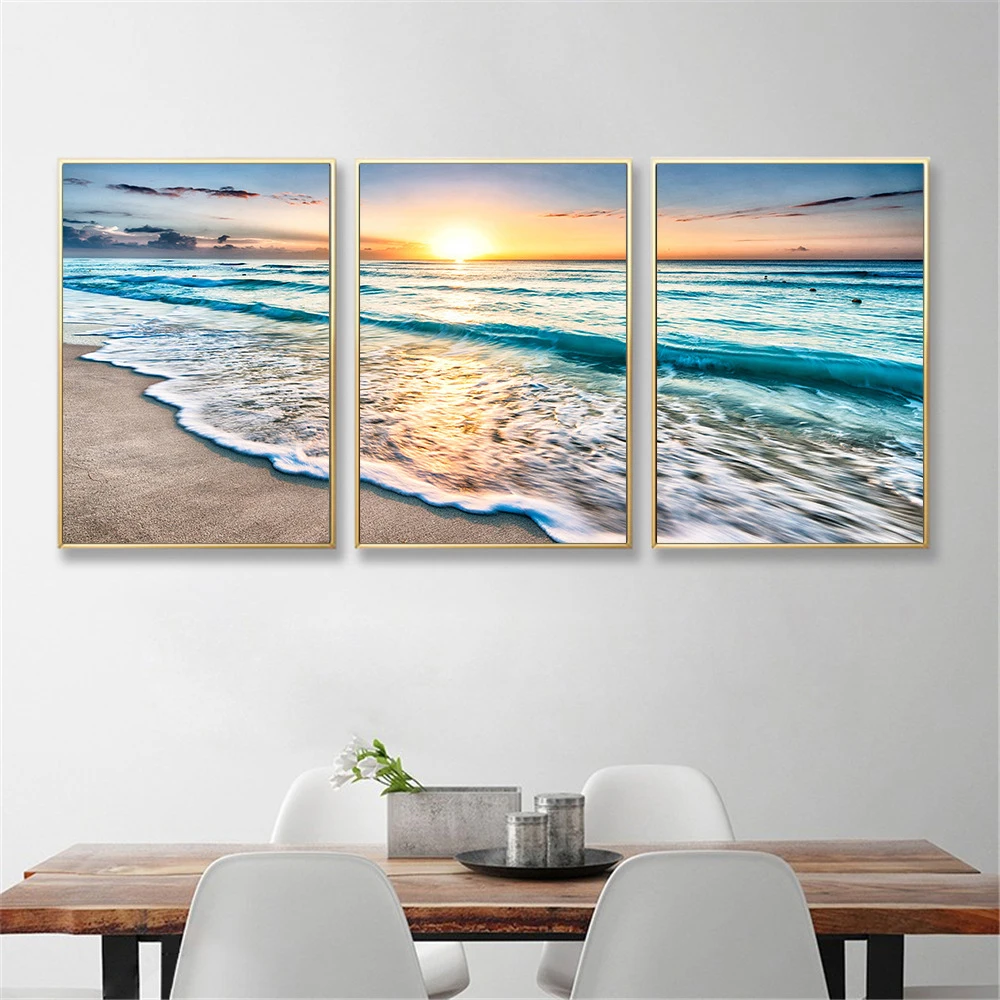 

3*Print Paintings Canvas Painting Pictures Art Micro Spray Home Art Decor Wall Posters Sea Landscape Beach Wonderful Gift