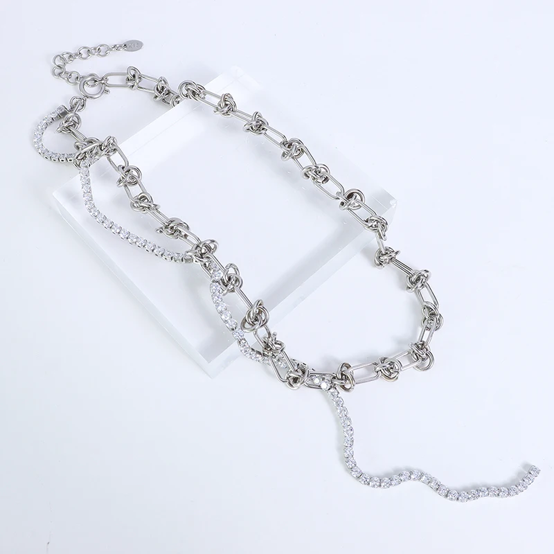 

Luxury Necklace for Women Shiny Double Chain Clavicle Pendant Anniversary Gift Jewelry Necklaces for Women