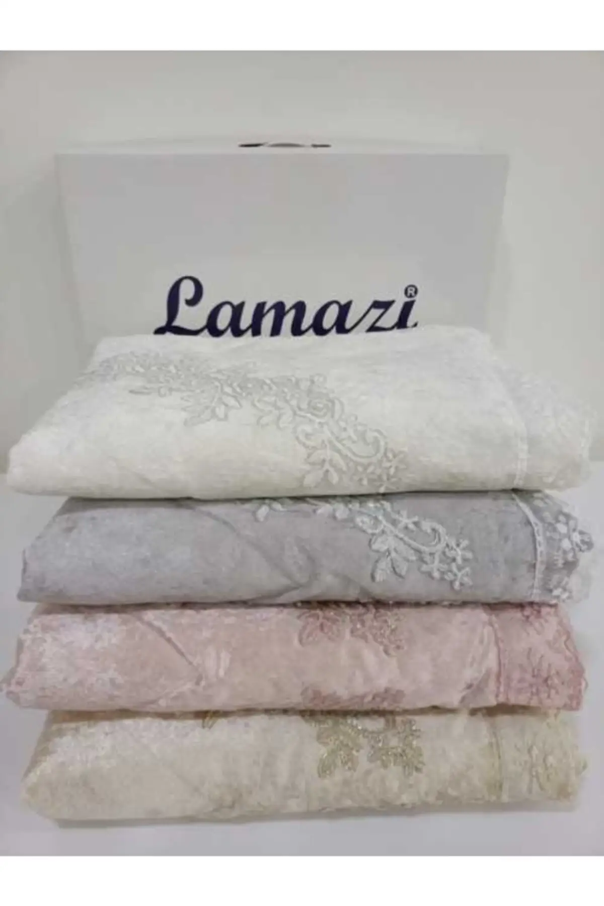 

Бархатный молитвенный коврик для невесты Dowry Bohça, 4 шт., серый порошок, крем, каппучино