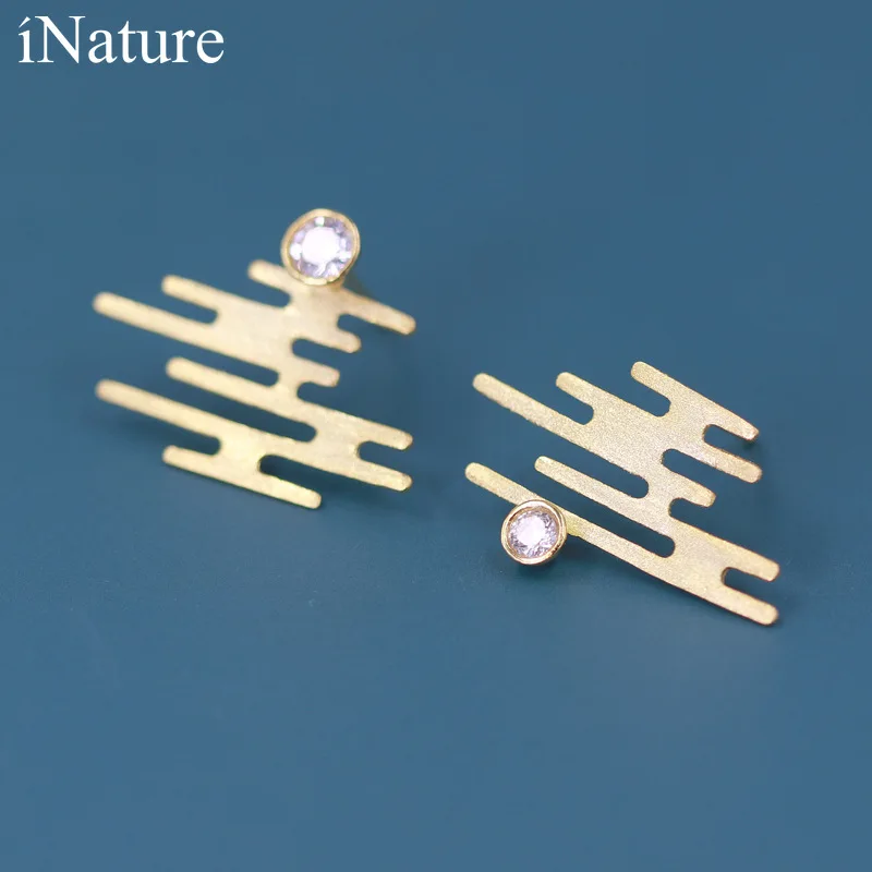 

INATURE 925 Sterling Silver Fashion Simple Geometric Line Stud Earrings for Women Minimalist Jewelry