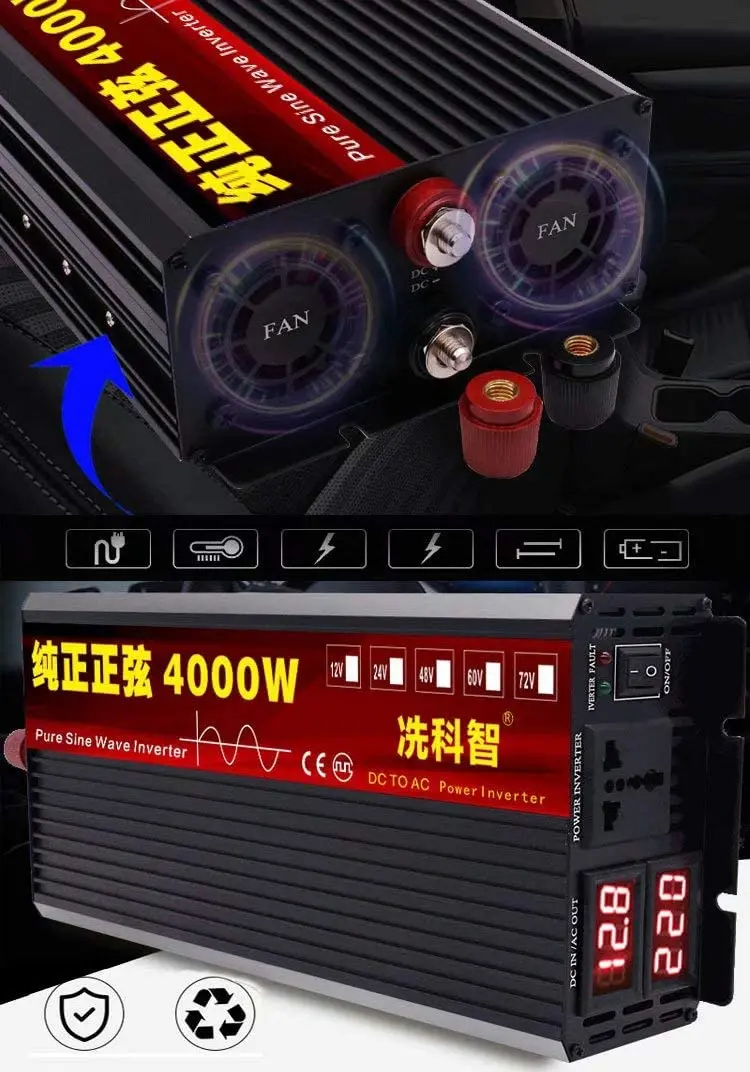 Инвертор немодулированного синусоидального сигнала 12 В 24 48 60 А 220 110 230 240 в 1600 Вт 2200