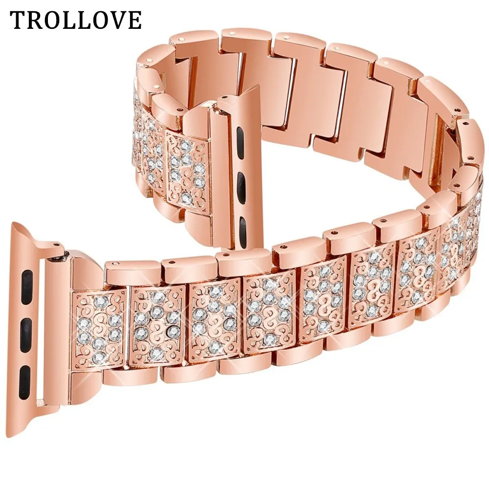 Ремешок из нержавеющей стали для Apple Watch band роскошный металлический браслет с