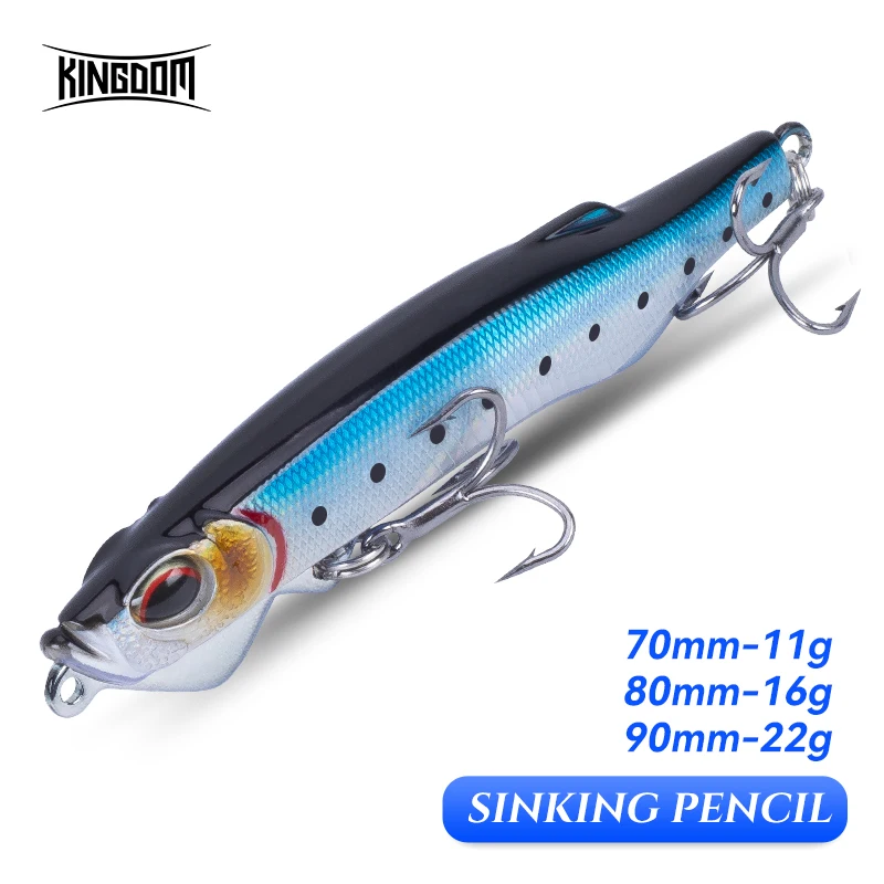 Kingdom Ghost ShadowⅡ Vibrate Sinking Pencil Fishing Lure 70mm/11g 80mm/16g 90mm/22g Saltwater Sea Bass Lures Hard Bait Goods