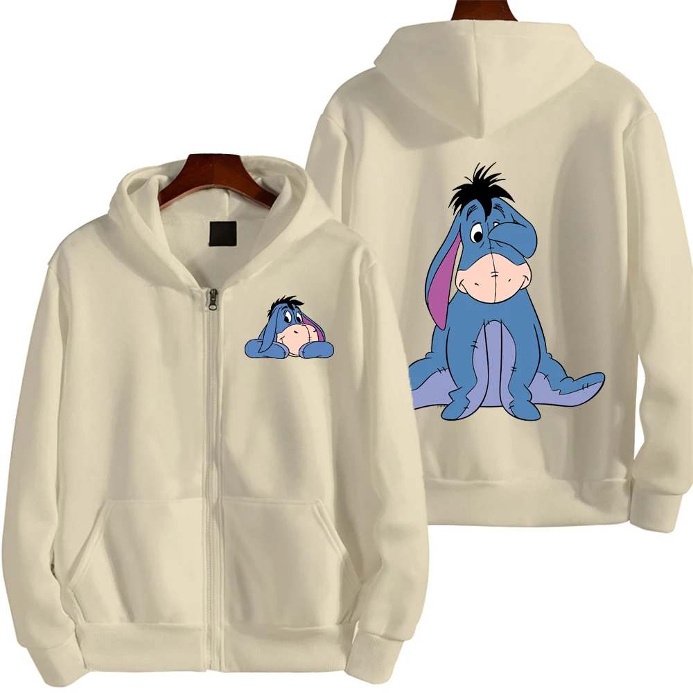 Фото Eeyore мультфильм аниме женская толстовка на молнии весна осень мужская толстовка большого размера 2025 новые модные куртки для пар пальто №4