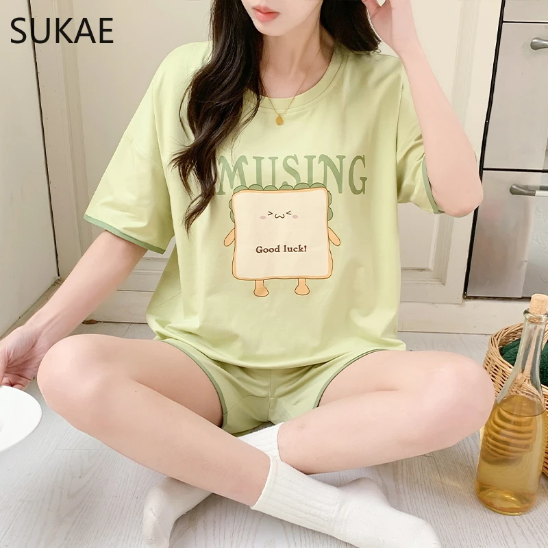 Летние женские шорты SUKAE в Корейском стиле мультяшная пижама для девочек из