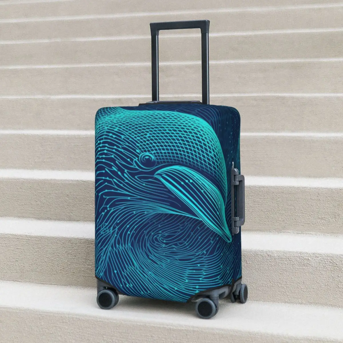 

Dolphin Suitcase Cover Psychedelic Lines Portraits Cruise Trip Flight Practical Luggage Case Protection