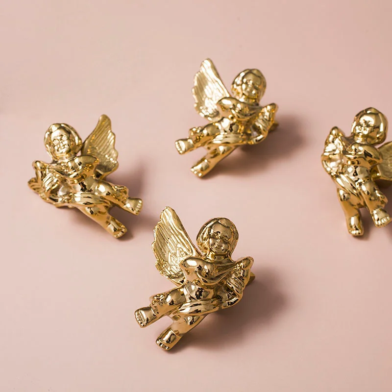 Пара Латунь Ангел декоративные ручки для мебели Nordic Ins золотого цвета ящика шкафа