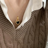 korean retro double sided love necklace light luxury niche design simple temperament all match high end clavicle chain women