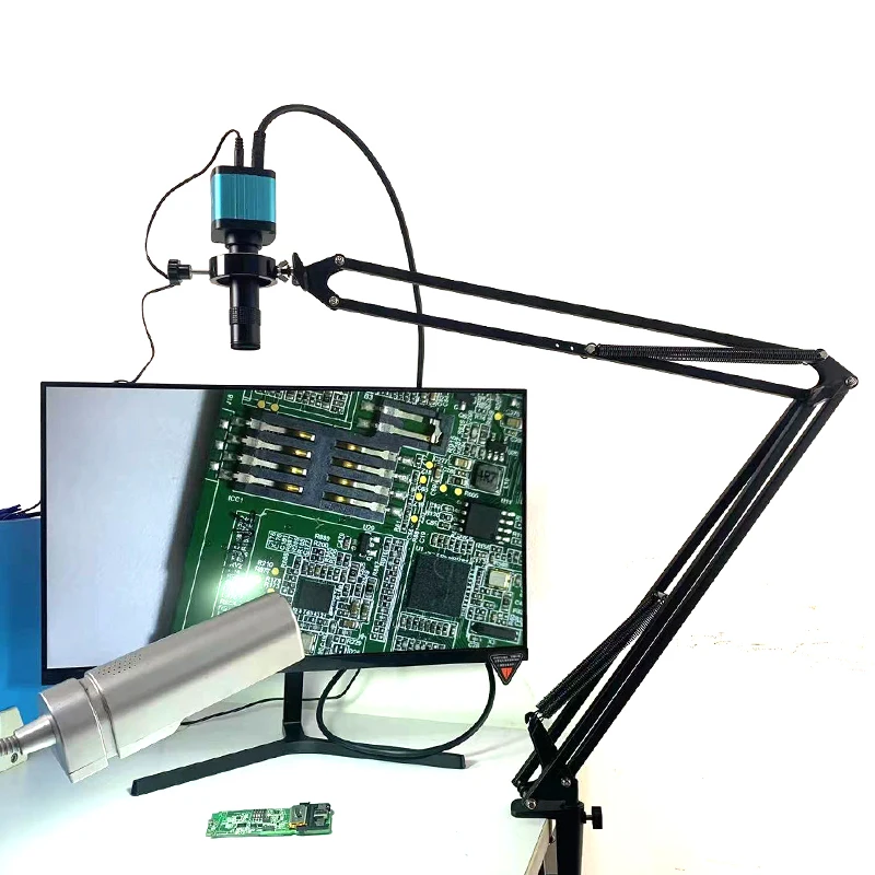 48MP 4K 1080P HDMI USB Industrial Video Digital Microscope Camera 130X Zoom C Mount Lens Cantilever stand For Repair Soldering images - 6