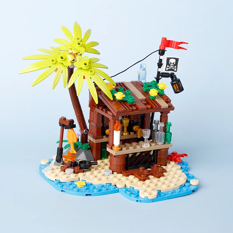 Фото MOC Средневековый замок Пиратский остров Фортес Строительные блоки Вид на улицу Мебель для дома Книжный магазин Аксессуары для сцены из фильма Игрушки №5