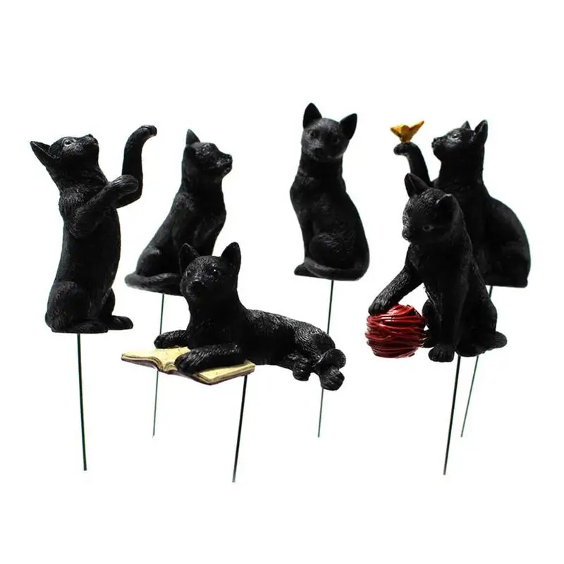 

6 шт., миниатюрные светящиеся глаза из смолы в виде черной кошки