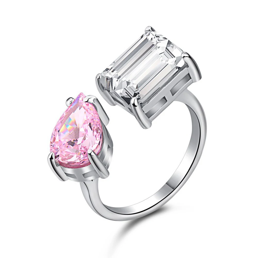 

WPB S925 Серебряные кольца женские открытые розовые капляные кольца женские яркие циркониевые Роскошные ювелирные изделия праздничный подаро...