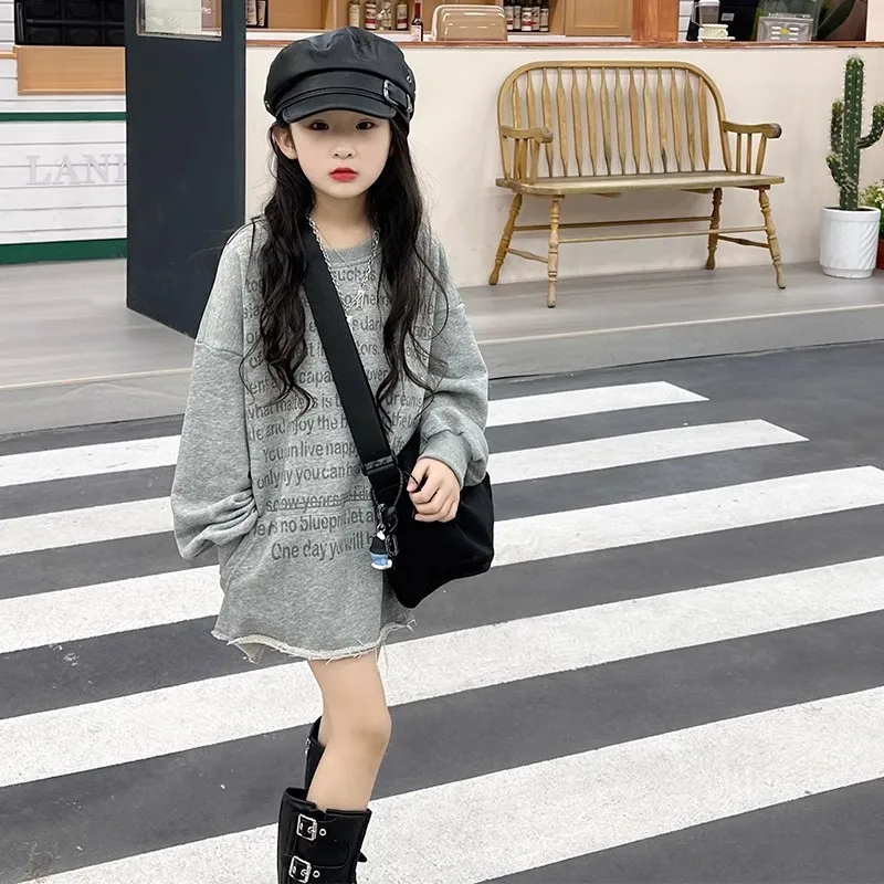 Платья для девочек детская одежда Новинка осени 2024 тонкое свободное